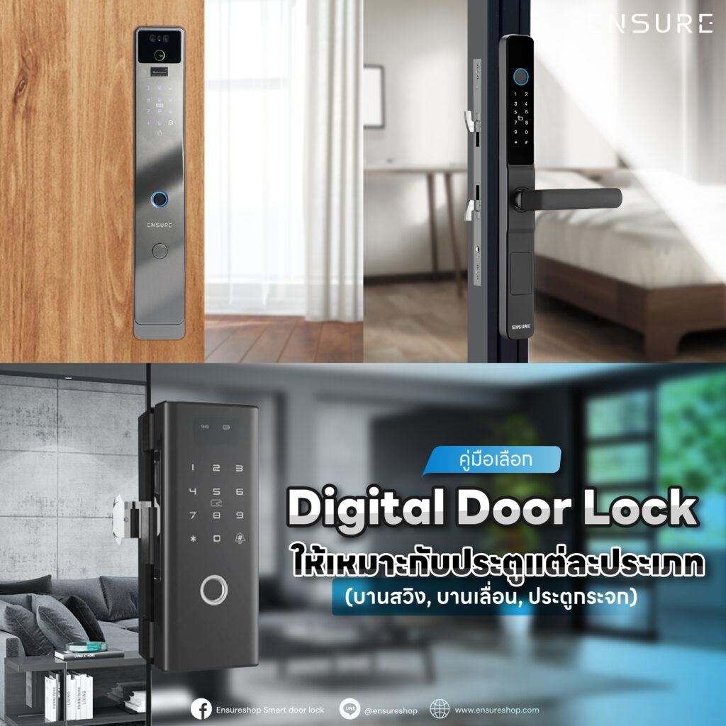 คู่มือเลือก Digital Door Lock ให้เหมาะกับประตูแต่ละประเภท (บานสวิง, บานเลื่อน, ประตูกระจก)