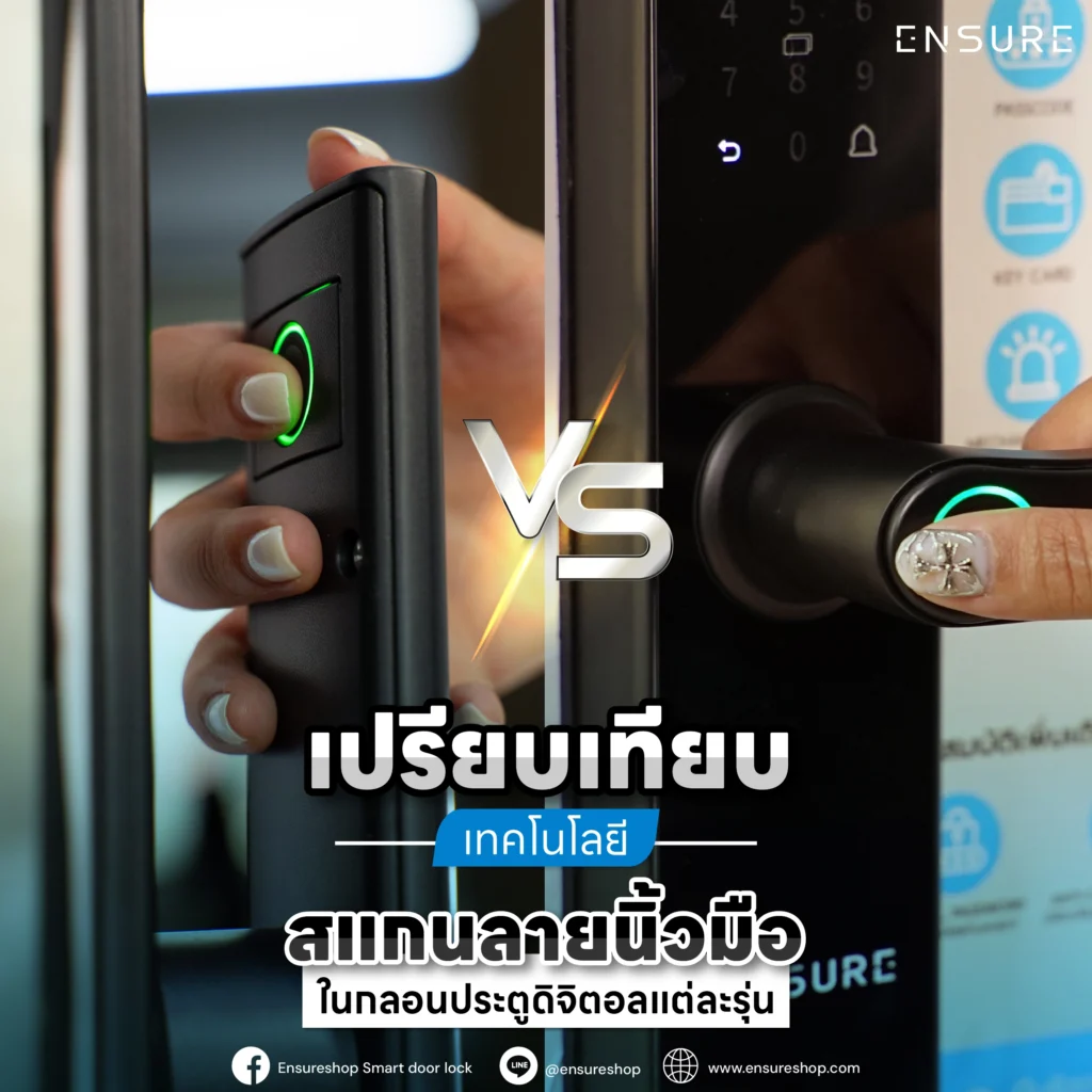 เปรียบเทียบเทคโนโลยีสแกนลายนิ้วมือในกลอนประตูดิจิตอลแต่ละรุ่น