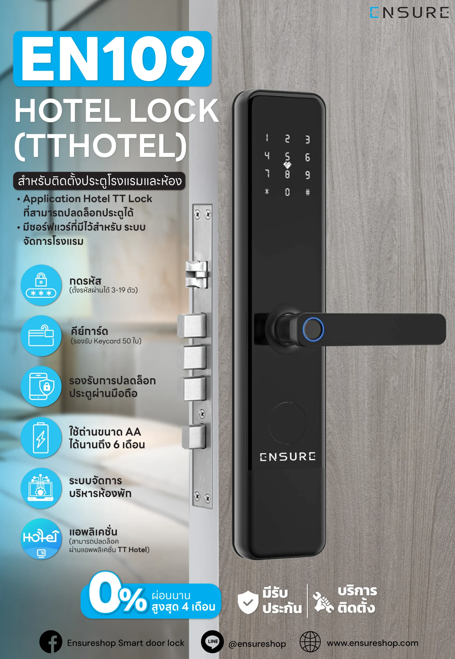 กลอนประตูดิจิตอล ราคาถูก digital door lock
