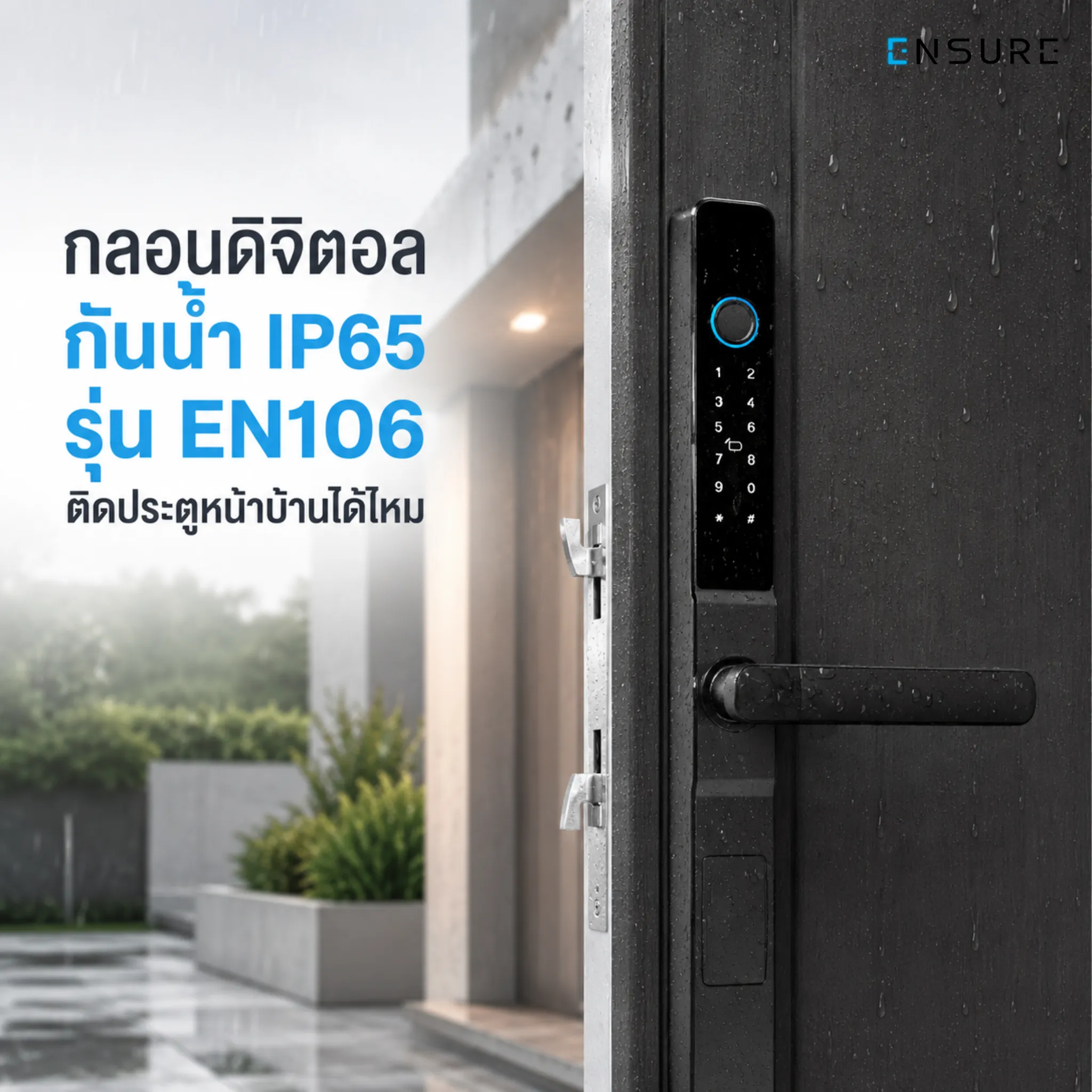 กลอนดิจิตอล กันน้ำ IP65 รุ่น EN106 ติดประตูหน้าบ้านได้ไหม
