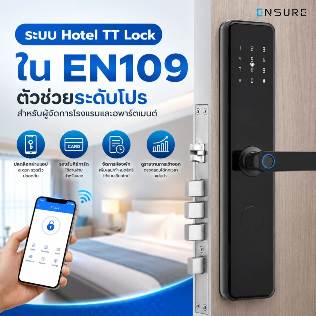 จุดเด่นของ EN109 Hotel Lock เมื่อใช้งานร่วมกับ Hotel TT Lock